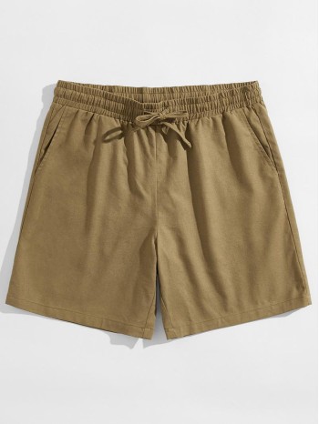 Men Solid Drawstring Waist Shorts