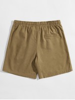 Men Solid Drawstring Waist Shorts