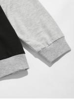 Men Color-block Sweatshirt & Drawstring Waist Sweatpants