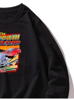 Men Car & Slogan Graphic Sweatshirt & Sweatpants