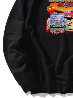 Men Car & Slogan Graphic Sweatshirt & Sweatpants