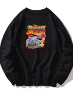 Men Car & Slogan Graphic Sweatshirt & Sweatpants