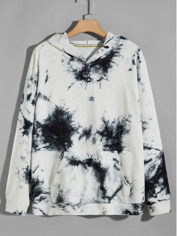 Men Tie Dye Kangaroo Pocket Hoodie