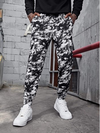 Men Tie Dye Drawstring Cargo Pants