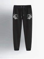 Men Symmetrical Lion Print Drawstring Joggers