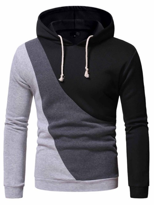 Men Cut And Sew Drawstring Hoodie