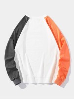 Men Colorblock Slogan Graphic Sweatshirt