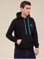 Men Chinese Dragon and Graphic Embroidery Pouch Pocket Hoodie