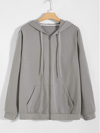 Men Zip Up Drawstring Hoodie