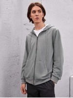 Men Zip Up Drawstring Hoodie