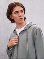 Men Zip Up Drawstring Hoodie