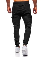 Men Tape Zip Drawstring Waist Pants