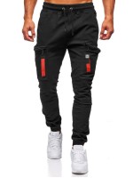 Men Tape Zip Drawstring Waist Pants