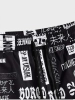 Men Slant Pocket Allover Letter Graphic Shorts