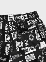 Men Slant Pocket Allover Letter Graphic Shorts