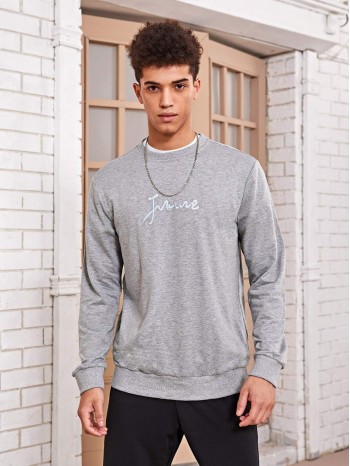 Men Embroidery Letter Pullover