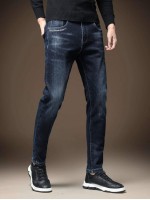 Men Slogan Embroidery Tapered Jeans