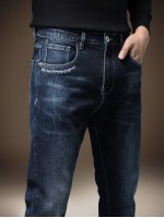 Men Slogan Embroidery Tapered Jeans