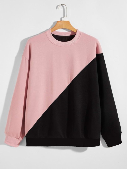 Men Color Block Drop Shoulder Sweatshirt