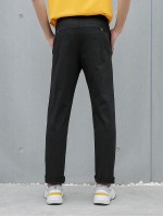 Men Pocket Solid Straight-leg Pants