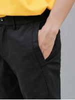 Men Pocket Solid Straight-leg Pants