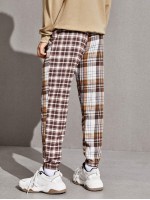 Men Slant Pocket Plaid Pants