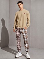 Men Slant Pocket Plaid Pants