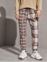 Men Slant Pocket Plaid Pants