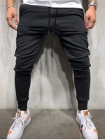 Men Contrast Panel Letter Graphic Sweatpants