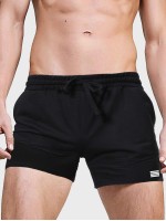 Men Stripe Print Drawstring Athletic Shorts