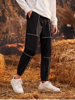 Men Contrast Binding Drawstring Waist Joggers