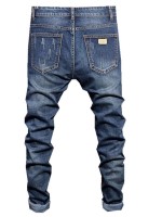 Men Ripped Zipper Fly Jeans