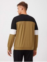 Men Drop Shoulder Colorblock Pullover