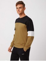 Men Drop Shoulder Colorblock Pullover