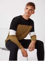 Men Drop Shoulder Colorblock Pullover