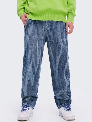 Men Bleach Wash Oversized Jeans