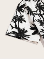 Men Pocket Patch Coconut Tree Tee & Shorts Set