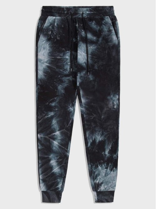 Men Drawstring Waist Tie Dye Sweatpants