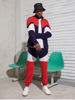 Men Color Block Zip Up Jacket & Sweatpants Set