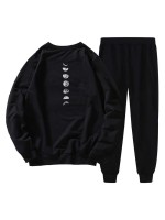 Men Letter & Galaxy Print Sweatshirt & Sweatpants