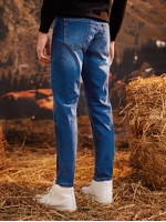 Men Cat Whisker Straight Leg Jeans