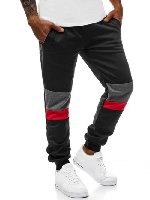 Men Colorblock Slant Pocket Drawstring Waist Sweatpants