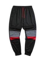 Men Colorblock Slant Pocket Drawstring Waist Sweatpants