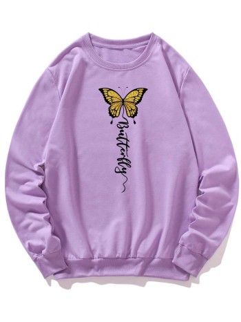 Men Butterfly & Letter Graphic Sweatshirt