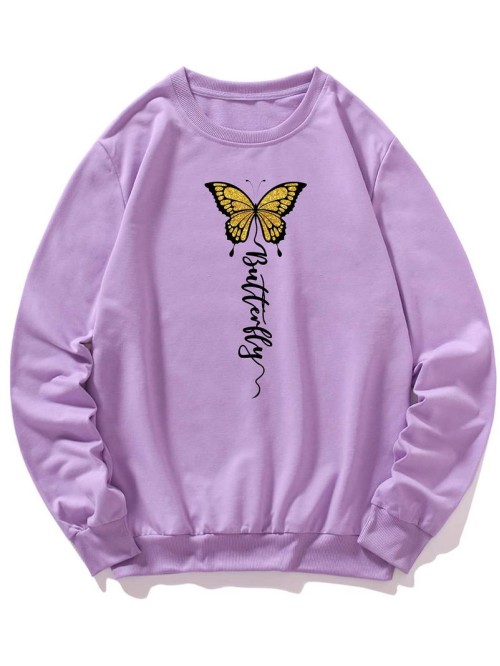 Men Butterfly & Letter Graphic Sweatshirt