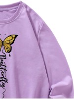 Men Butterfly & Letter Graphic Sweatshirt