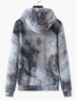 Men Tie Dye Kangaroo Pocket Drawstring Teddy Hoodie