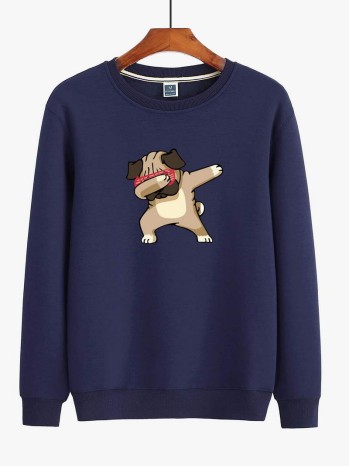 Men Cartoon Pug Print Sweatshirt