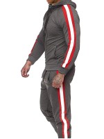 Men Striped Zip Up Hoodie & Sweatpants