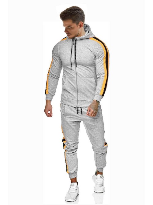 Men Striped Zip Up Hoodie & Sweatpants